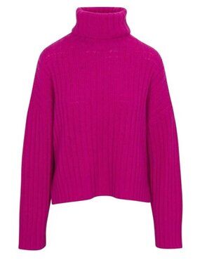 NWT 360 CASHMERE Angelica Turtleneck Sweater Magenta Pink XS Wool Cashmere Luxe